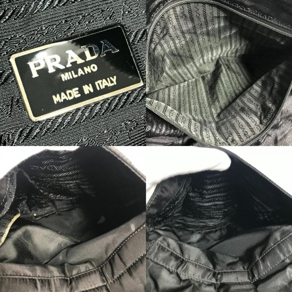 Prada Boston Bag Triangle Logo Plate Nylon Black - Picture 8 of 9
